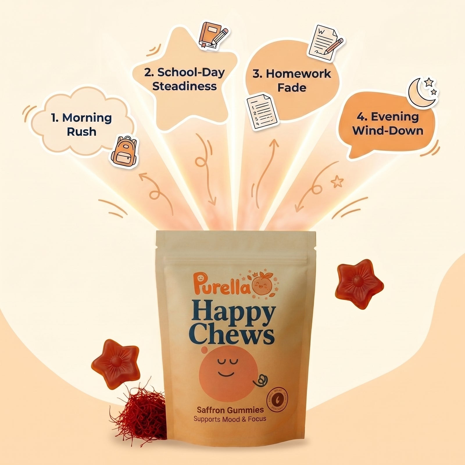 Purella Happy Chews saffron gummies